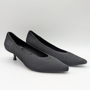 Sole Lovers Black Woven Kitten Heel Shoe 6